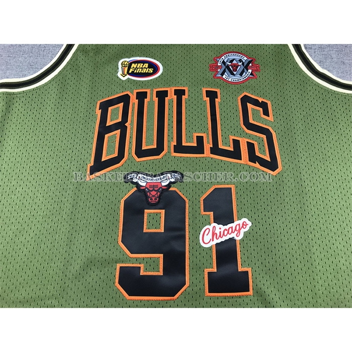 Maillot Chicago Bulls Dennis Rodman NO 91 Mitchell & Ness 1997-98 Vert